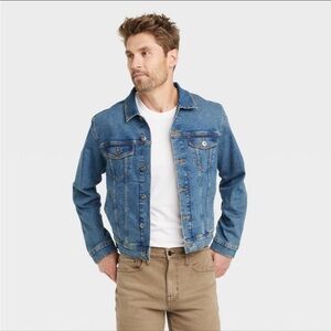 Target Goodfellow & Co Men's Denim Trucker Jacket - Blue Size Large